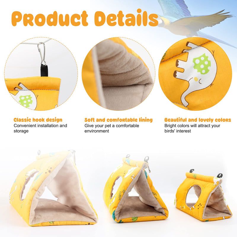 Rypet Winter Warm Bird Nest House - Hanging Hammock Velvet Shed Hut Cage Plush Fluffy Birds Hideaway Sleeping Bed Fuzzy for Parrot Parakeet Cockatiels Budgies Lovebird African Grey Small (Pack of 1) Yellow - PawsPlanet Australia