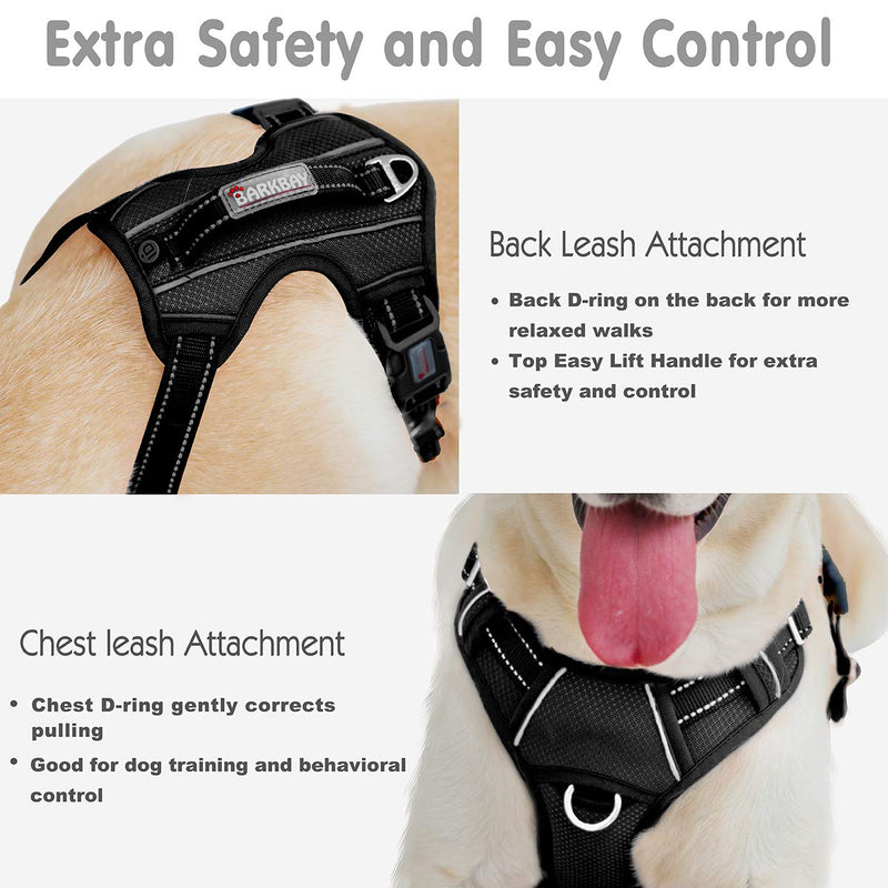 BARKBAY No Pull Dog Harness Large Step in Reflective Dog Harness with Front Clip and Easy Control Handle for Walking Training Running with ID tag Pocket Small Black - PawsPlanet Australia
