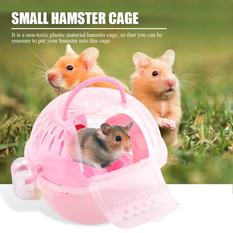Deryang Portable Breathable Cage Small Fully-Equipped Accessories with 11cm Exercise Wheel Hamster House, Hamster Supplies, for Picnic for Travel Pink - PawsPlanet Australia