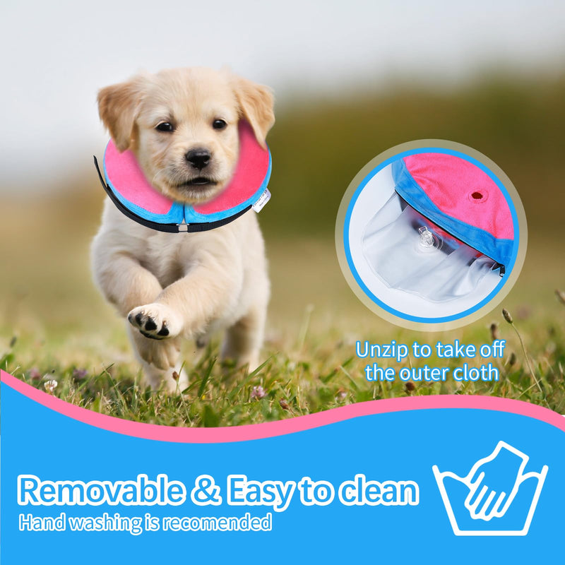 FWLWTWSS Inflatable Neck Brace Dog & Neck Brace Cat, Protective Dog Collar with Adjustable Velcro Fastener, Dog Collar Leak Protection for Recovery After Surgery or Wounds for Dogs (Pink M) Pink [Neck: 20.3cm - 30.5cm] M - PawsPlanet Australia