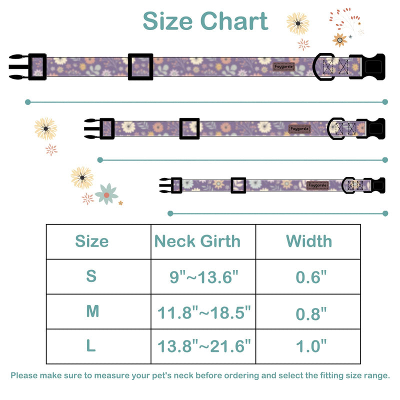 Faygarsle Floral Dog Collar for Girls and Female Dogs Soft and Fancy Pet Collar with Flower Design Ideal Purple Dog Collar for Small Medium Large Dogs M - PawsPlanet Australia
