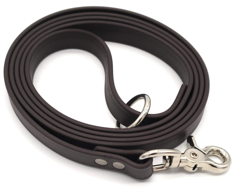 [Australia] - Furbaby Products Biothane Dog Training Leash Waterproof Corrosion Resistant for Pet|Cats|Puppy Medium Extra Large Dogs with Nickel Plated Swivel 6ft Brown 