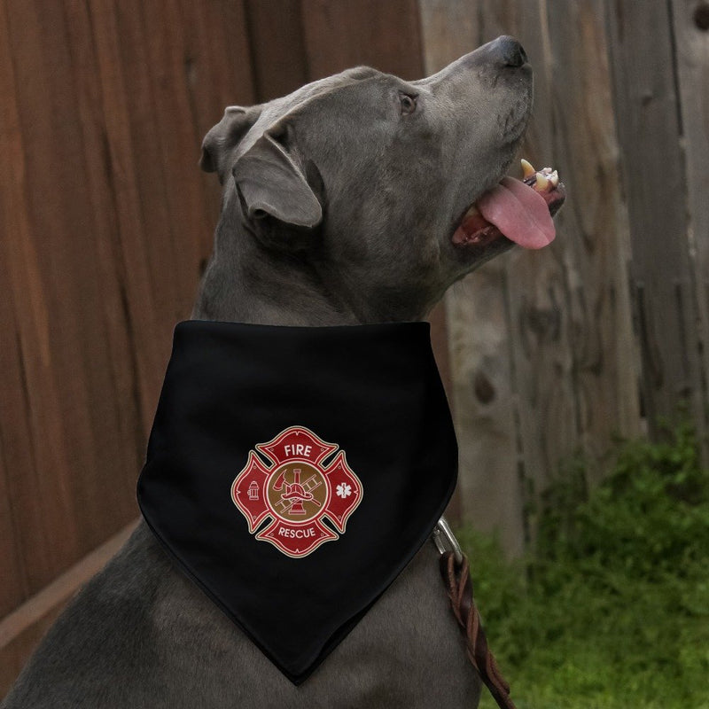 [Australia] - Graphics and More Firefighter Fire Rescue Maltese Cross Dog Pet Bandana - Black 