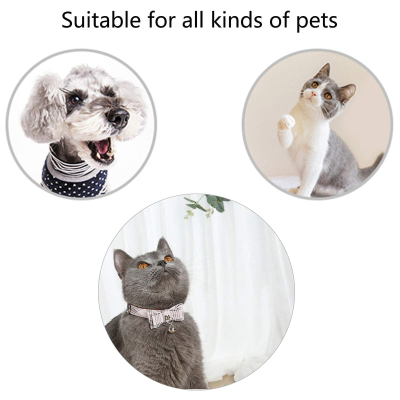 N\O 2 Pieces Cat Collar with Bell and Bow Tie, Metal Clasp Adjustable Collars, Adjustable Pet Collars, Cute Plaid Patterns, Adjustable from 22-32cm, for Cats Puppy Small Medium Dogs(Pink, Black) - PawsPlanet Australia