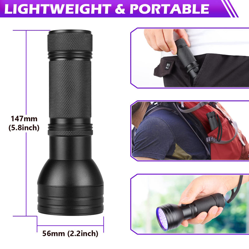 FOLKSMATE 2-Pack UV Flashlight Black Light, 51 LED 395nm Ultraviolet Flashlight Blacklight, Pet Urine Detector Light for Dog and Cat Urine, Dry Pet Stains, Matching with Pet Odor Eliminator - PawsPlanet Australia