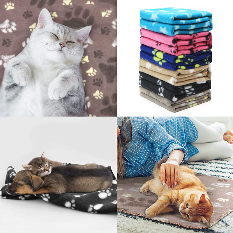 Pack of 6 Dog Blankets Soft Fleece Puppy Blankets Washable Sleep Mat Pad Bed Cover With Paw Print For Pets Cats Kitten Guinea Pig Anaimals(60 x 70cm/23.6 x 27.6 inch, Multicolor) - PawsPlanet Australia