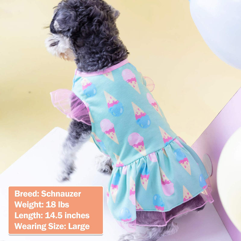 kyeese Dog Dress Icecream Dogs Sundress Tulle with Ruffle Sleeves Puppy Dress Dog Clothes XS (2.5-4lbs) - PawsPlanet Australia