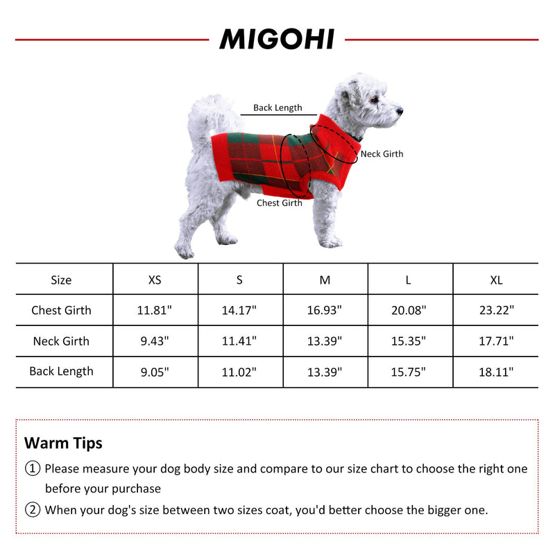 [Australia] - MIGOHI Dog Sweater, Dog Christmas Sweater Warm Winter Plaid Knitwear Vest British Style for XS Small Medium Large Dog 