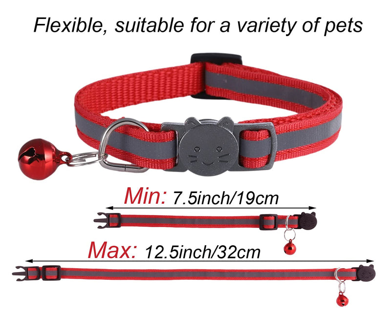 Extodry 14 Pack Reflective Cat Collar with Bell,kitten collar Safety Quick Release Buckle,with Name Tag,Adjustable 7.5''-12.5'',for Girl Male Cats,Pet Supplies,Stuff,Accessories(12 Colors & 2 ID Tags) 12Color & 2Tags - PawsPlanet Australia