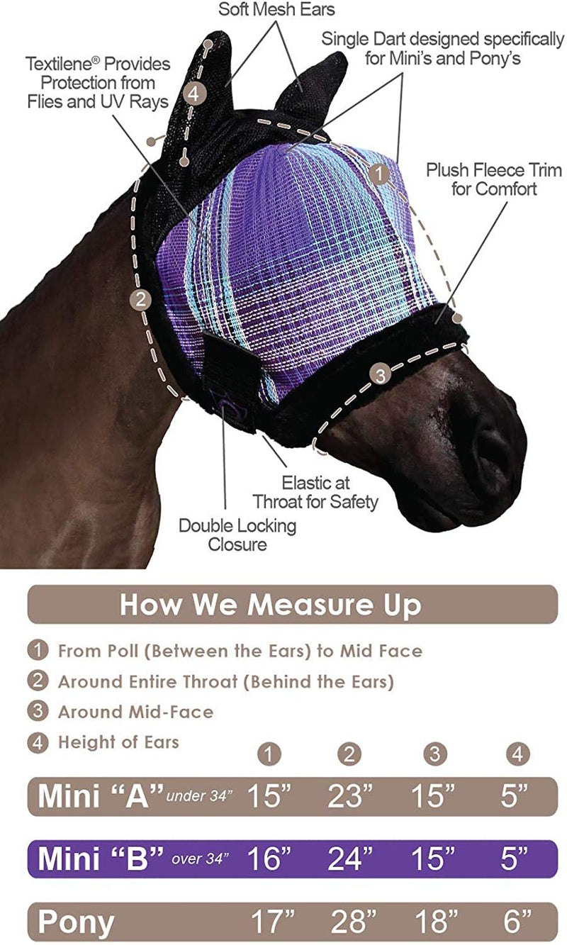 Kensington Horse Fly Mask With Protective Mesh and Plush Fleece Ears- Protection From Insect Bites and Perfect For Wound Recovery - PawsPlanet Australia