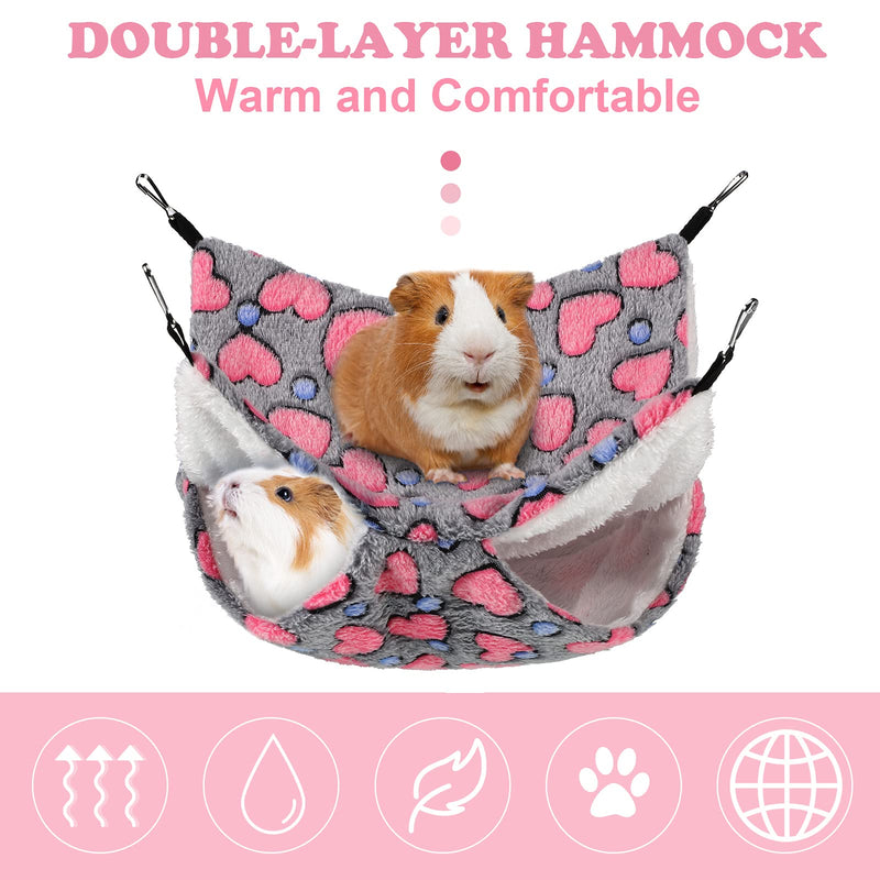 2 Pieces Guinea Pig Hamster Hanging Hammock and Warm Bed Soft Mat Set Small Pet Cage Hammock Hideout Tunnel Cave Hamster Mats for Rat Ferret Guinea Pig Squirrel Small Pet Grey - PawsPlanet Australia