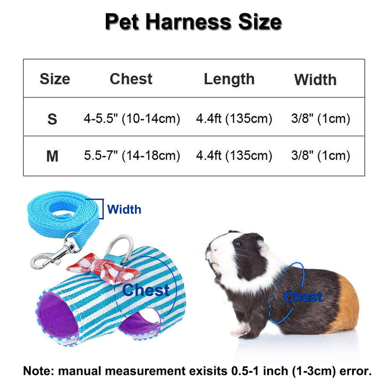 Cettkowns Small Pet Outdoor Walking Harness Vest with Leash for Ferret Hamste Squirrel Blue Stripe - PawsPlanet Australia