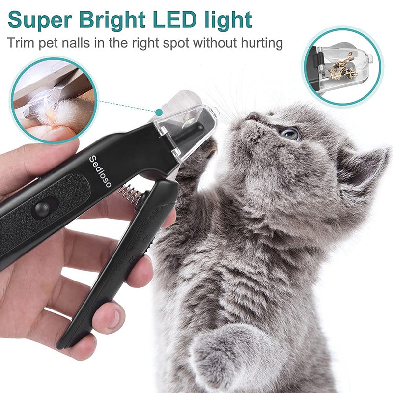 Sedioso Dog and Cat Clipper, Rechargeable 2-in-1 Pet Clipper and Grinder Set with Led Light, Low Noise Nail Trimmer and Paw Grooming for Small Medium Large Breed Dogs and Cats Black - PawsPlanet Australia