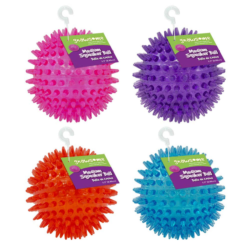 [Australia] - Gnawsome Medium Squeaker Ball Dog Toy, Medium 3.5", Colors will vary 