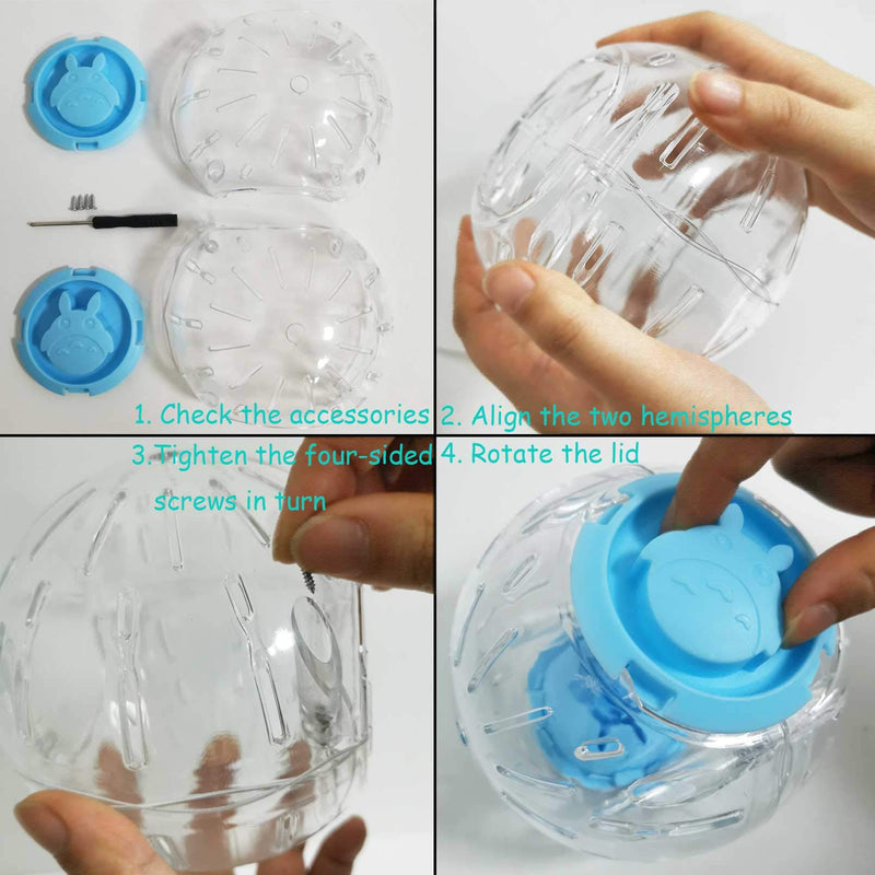 kathson Silent Hamster Ball Mini Running Activity Exercise Toys Small Animals Transparent Ball Cage Accessories Dog Special Toy for Dwarf Hamster Mice 2 Pack Blue - PawsPlanet Australia