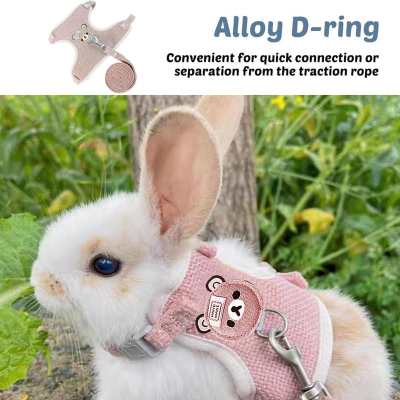 Pack of 2 rabbit leashes, dwarf rabbits, adjustable rabbit leashes, adjustable soft rabbit harness with elastic leash for small animals, kitty pets (pink and grey). - PawsPlanet Australia