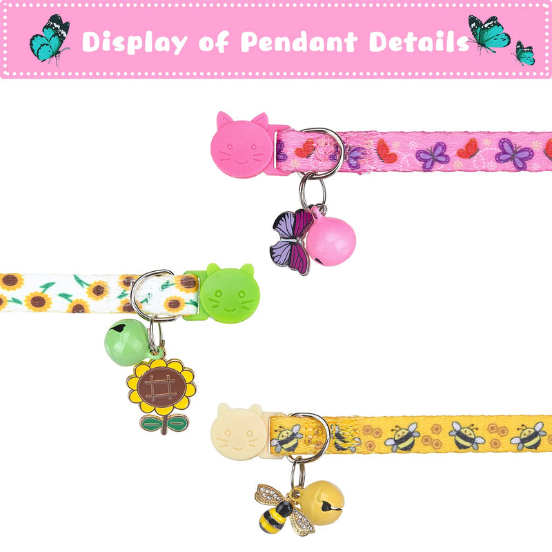 VKPETFR Breakaway Cat Collars - 3 Pack Adjustable Safety Kitten Collars - Spring Decoration for Girl Boy Cats Puppy and Small Pets Vitality - PawsPlanet Australia