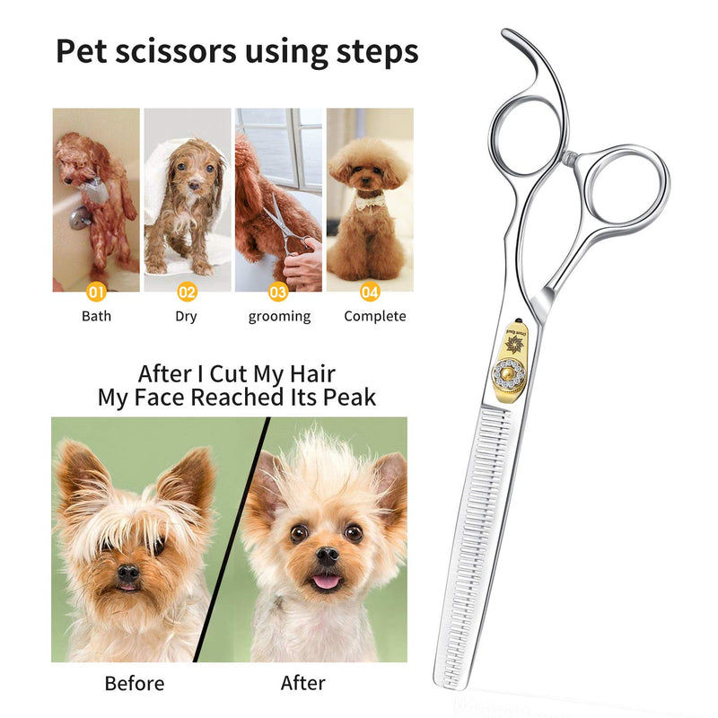 Dream Reach Professional Grooming Scissors Dog Scissors Dog Grooming Scissors Pet Grooming Thinning Scissors Made of Japanese 440C Stainless Steel Thinning/Blending/Texturizing/Layering Scissors (7 Inch Thinning Scissors) A-Thinning Scissors - PawsPlanet Australia