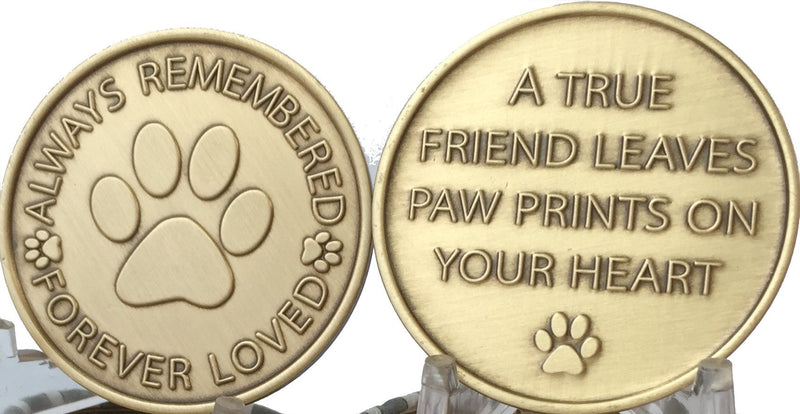 [Australia] - RecoveryChip Set of 2 Always Remembered Forever Loved Bronze Dog Memorial Tokens Pet Bereavement Gift 