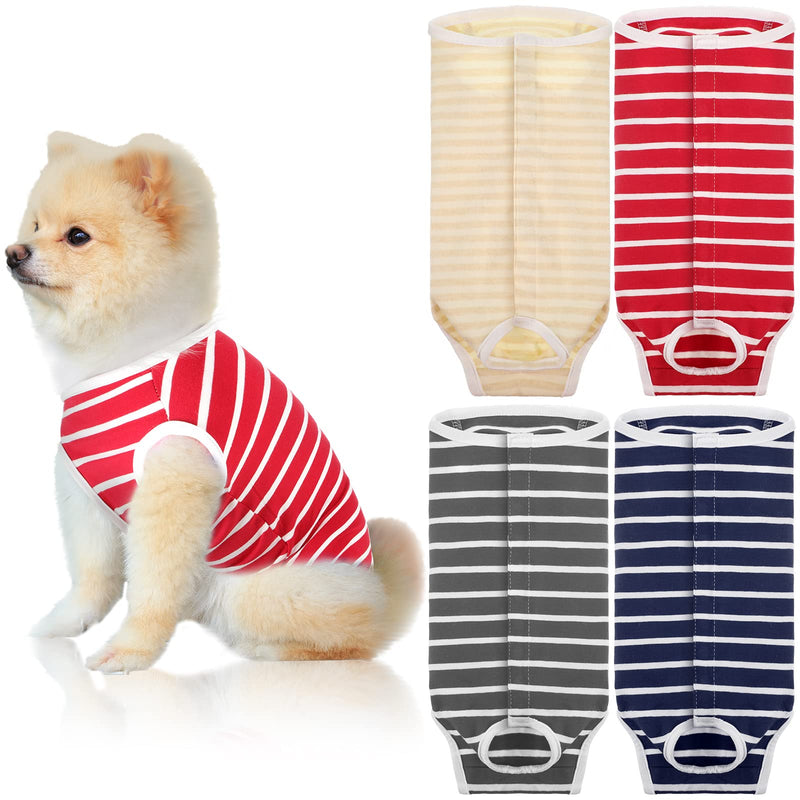 4 Pack Female Dog Physiological Pants Stripe Style Pet Sanitary Panties Breathable Cotton Puppy Menstrual Diaper for Girl Female Dog Menstruation and Avoid Harassment (Size M) Size M - PawsPlanet Australia