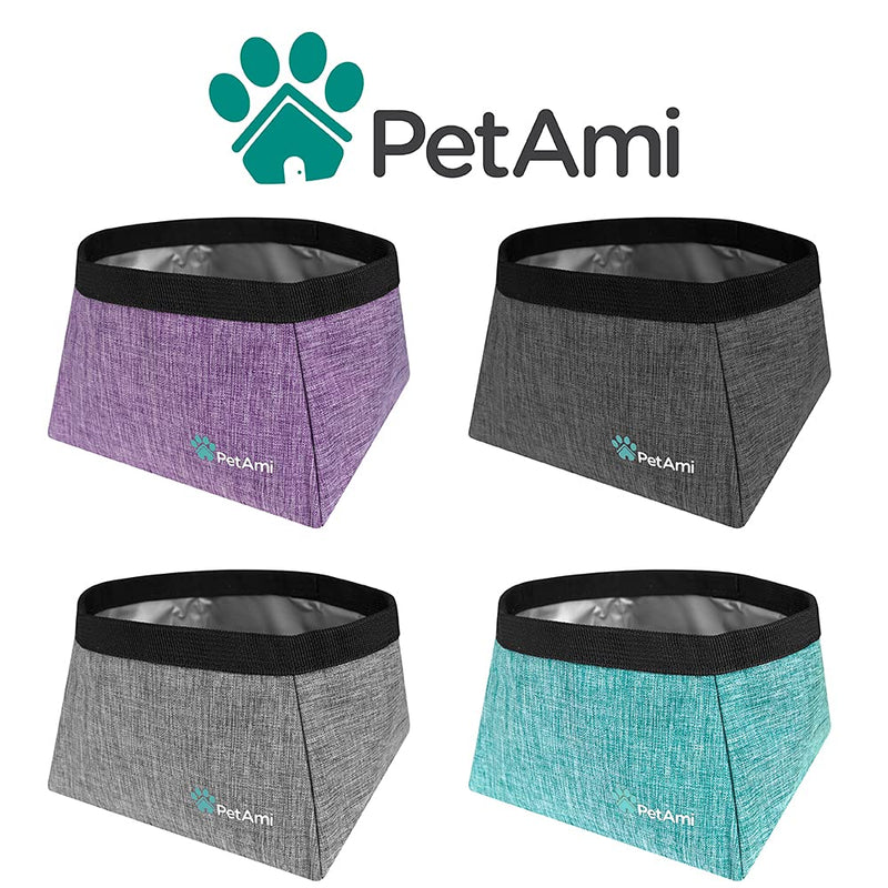 PetAmi Dog Food Travel Bag, Collapsible Dog Travel Bowls, Kibble Carrier for Dogs with Dog Water Bowls Kit, Pet Food Travel Container Storage for Camping, Hiking Gear Accessories Collapsible Bowls x2 Heather Gray - PawsPlanet Australia