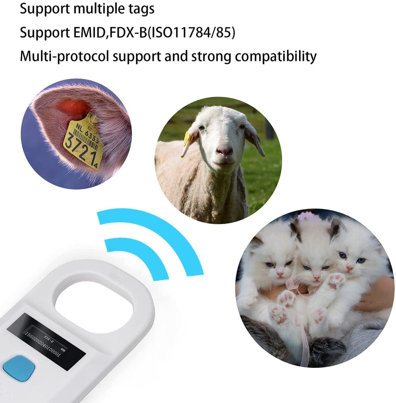 Yanzeo AR180 Pet Microchip Scanner, RFID EMID Animal Handheld Reader,134.2kHz Pet ID Scanner Rechargeable Animal Chip Registration, Pet Tag Scanner FDX-B(ISO 11784/11785) - PawsPlanet Australia