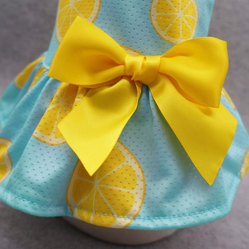 Fitwarm Lemon Summer Dog Dress Puppy Clothes Doggie Sundress Pet Vest Cat Apparel Water Blue XS - PawsPlanet Australia