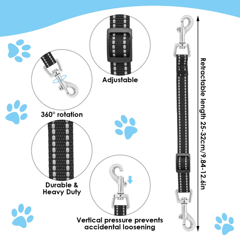 Cobee Dog Collar Clips, 2 Pcs Reflective Nylon Collar Leash, Backup Collar, Safety Adjustable Pet Dog Collar Harness Connector, Double Ended Backup Clasp Clip for Dog Puppies(Black, Gray) - PawsPlanet Australia