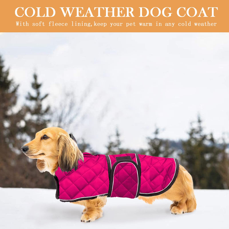 Geyecete Warm Thermal Quilted Dachshund Coat, Dog Winter Coat with Warm Fleece Lining, Outdoor Dog Apparel with Adjustable Bands for Medium, Large Dog-Pink-M M Pink - PawsPlanet Australia