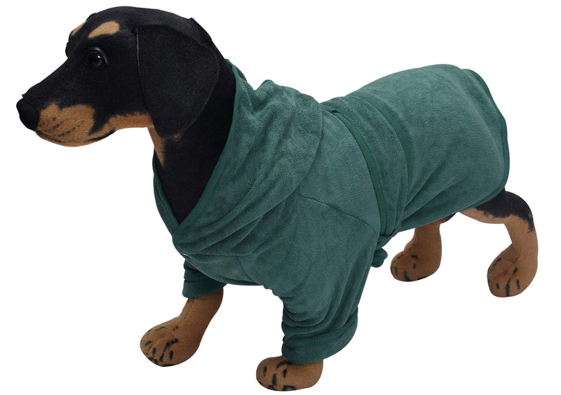 Dog bathrobe towel, dry fast dog robe with hoodies, microfibre dog towel wrap super absorbent pet dog cat bath robe towel - Green - M Medium(Chest: 60-69cm) - PawsPlanet Australia