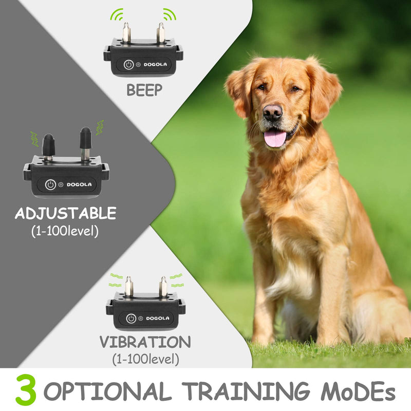 DOGOLA Dog Training Collar - 2 Receiver Rechargeable Collar for Dogs with Remote, w/3 Safe Training Modes, Waterproof Barking Collar, 3300Ft Remote Range, Shock Collar for Small Medium Large Dogs - PawsPlanet Australia