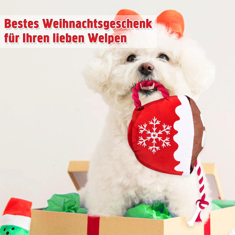Rhdekoein Christmas Dog Squeaky Toy, Plush Dog Toy for Small Dogs with Squeakers, Interactive Puppy Chew Toy, Cute Soft Stuffed Dessert Set of 4 - PawsPlanet Australia