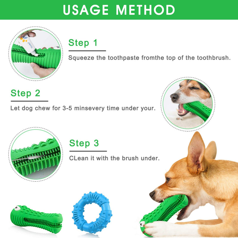 Savlot Dog Chew Toys for Aggressive Chewers Squeaky Interactive Durable Natural Rubber Training Dog Toys for Medium Large Dogs Teeth Cleaning, 2 Pack (Crocodile + Round Ring, Green + Red) Crocodile + Round Ring Green + Blue - PawsPlanet Australia