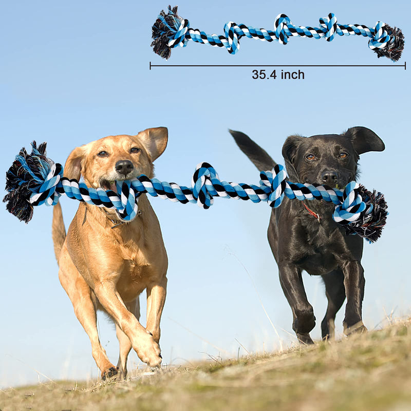 Dog Rope Toy, Durable Dog Toys for Aggressive Chewers, 2 Pack Interactive Dog Chew Toys, 5 Knots 35 Inch Rope for Large Dog Toys, 2 Knots 18 Inch Chew Ball for Medium Dogs, Dog Rope for Teeth Cleaning 2 Pack Dog Rope Toy - PawsPlanet Australia