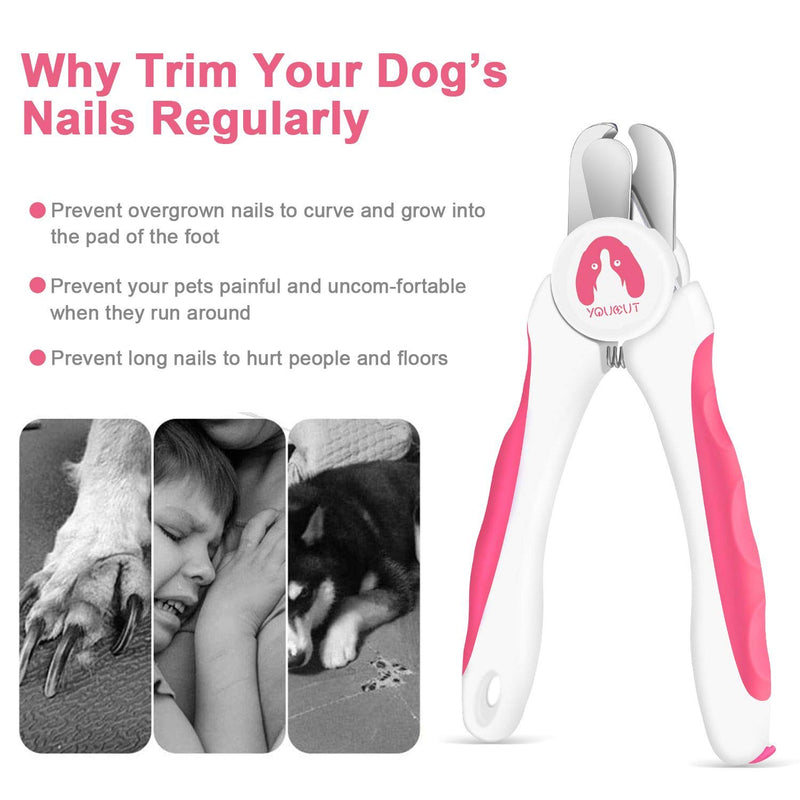 YouCut Dog Nail Clippers and Trimmers,Professional Grooming Tool with Safety Guard to Avoid Over Cutting,Free Nail File,Razor Sharp Blade,Sturdy Non Slip Handles for Large and Small Animals Light Pink - PawsPlanet Australia