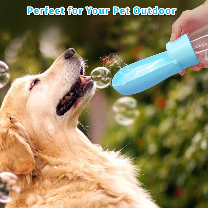 Foldable Dog Water Bottle with Waste Bag and Pet Cup Carry Protector, Portable Food Grade Leak Proof Puppy Drinking Dispenser, Outdoor Walking or Travel for Dogs, Cats and Other Animals 10OZ-Blue - PawsPlanet Australia