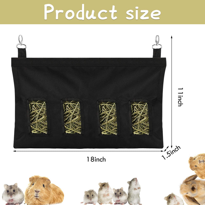 2 Pieces Guinea Pig Hay Bag with 4 Holes Small Animal Hay Feeder Bag Large Size Hanging Feeder Nylon Sack Rabbit Feeder Hay Bag for Guinea Pig Rabbit Chinchilla Hamsters Small Animals (Black) Black - PawsPlanet Australia