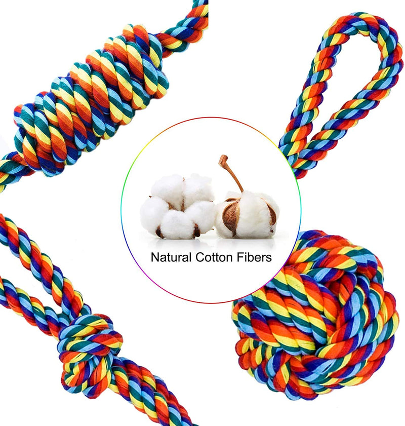10 PCS Dog Chew Toys, Dog Squeaky Toys ,Cotton Rope Rubber Balls Chew Toy, Multiple Dog Toy Bundle with Rope Toys and Puppy Teething Toys, Dog Training Toys,Tug of War - PawsPlanet Australia