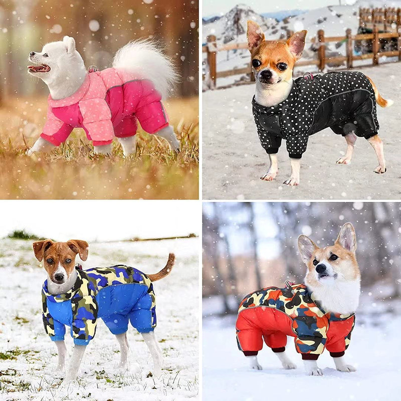 Beirui Padded Winter Puppy Dog Clothes for Small Girl Boy Dogs,Waterproof Pet Puppy Snowsuit Coat,Warm Dog Snow Jacket Clothes for Chihuahua French Bulldog Black Dots Chest:16.5’’ ,Back Length:10.0’’ - PawsPlanet Australia