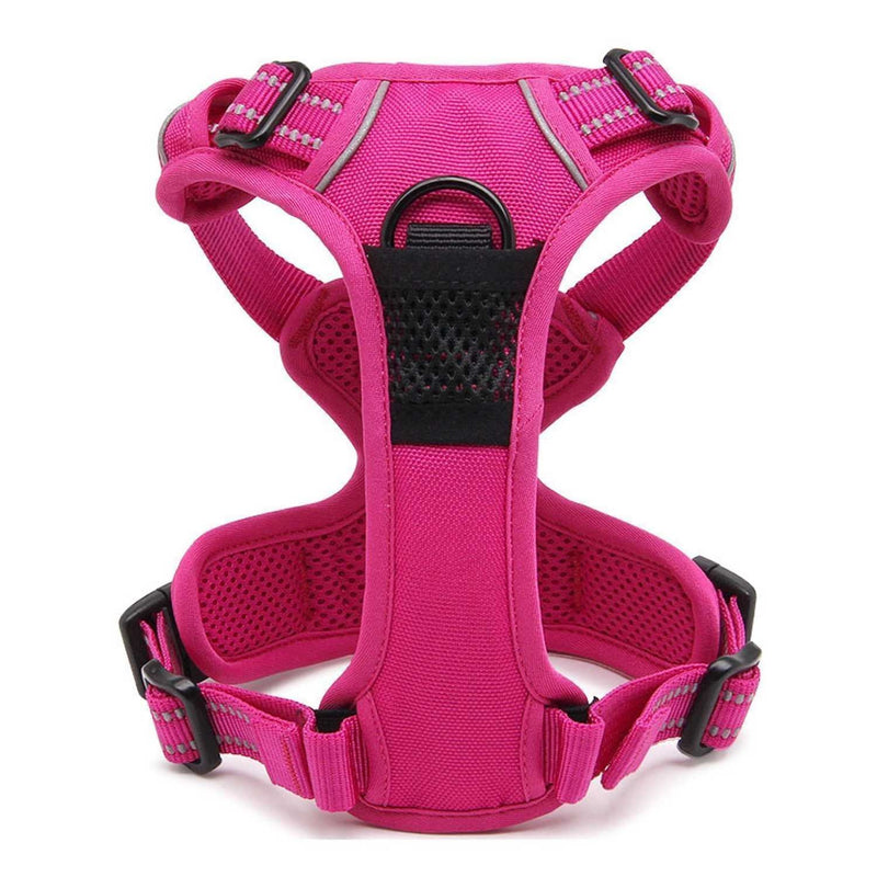 Rantow 3M Reflective Mesh Pet Puppy Dog Harness Adjustable Comfort Padded Safety Vest Front Range Chest Harness Outdoor for Large/Medium/Small Dogs With Strong Easy Control Handle M(Chest56-69cm) Rose - PawsPlanet Australia