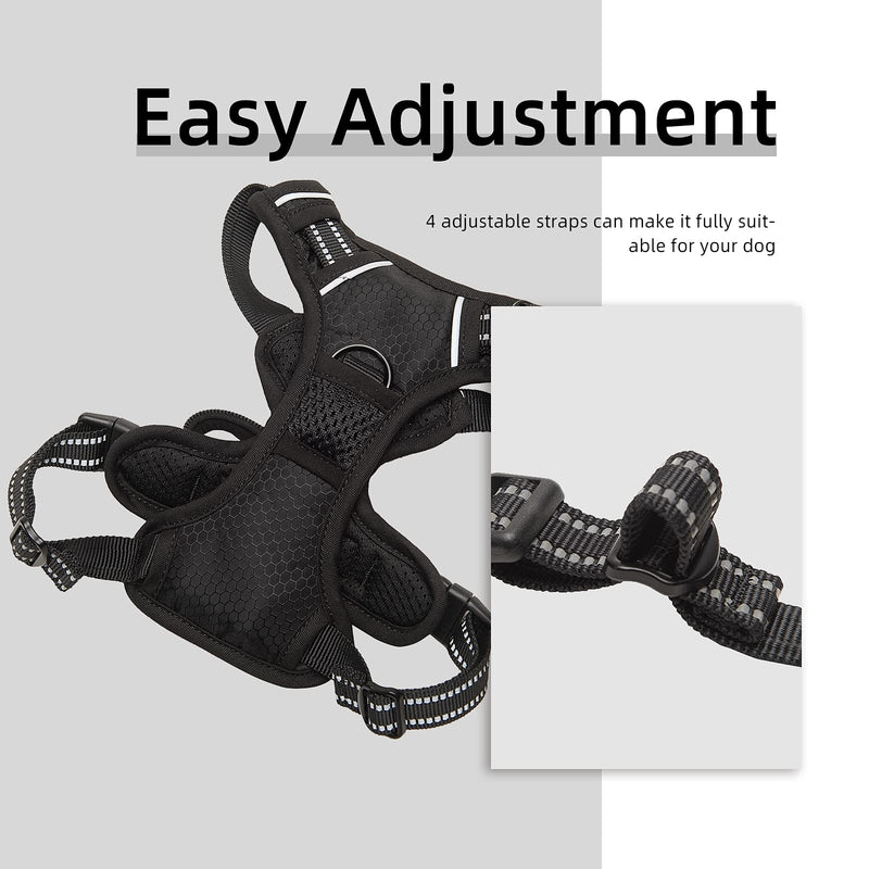 PINA No Pull Dog Harness for Small Medium Dogs, No Choke Dog Vest Harness with Dog Leash, Reflective Adjustable Small Medium Dog Harness with Front/Back Clip & Easy Control Handle - Black / S S(Neck:14-20" ; Chest:14-22") - PawsPlanet Australia