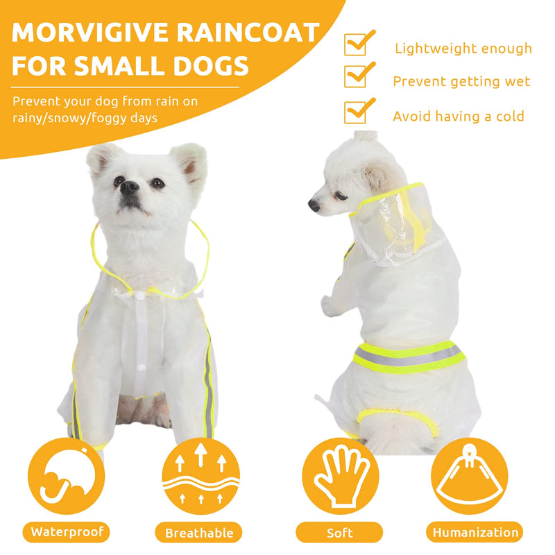 MORVIGIVE Transparent Dog Raincoat, Waterproof Dog Rain Poncho Slicker 4-Leg Puppy Rain Hoodie, Lightweight Pet Rainwear Jacket with Hood, Reflective Strip & Leash Hole for Small Dogs Medium Green - PawsPlanet Australia