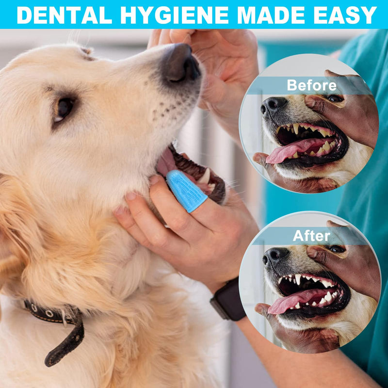 Pack of 4 Dog Finger Toothbrush, Dog Toothbrush 360° Fully Wrapped Bristles, Dental Care Dog Pets Teeth Cleaning Toothbrush, Anti-Plaque Finger Dog Toothbrush for Large Medium Small Dogs Cats - PawsPlanet Australia