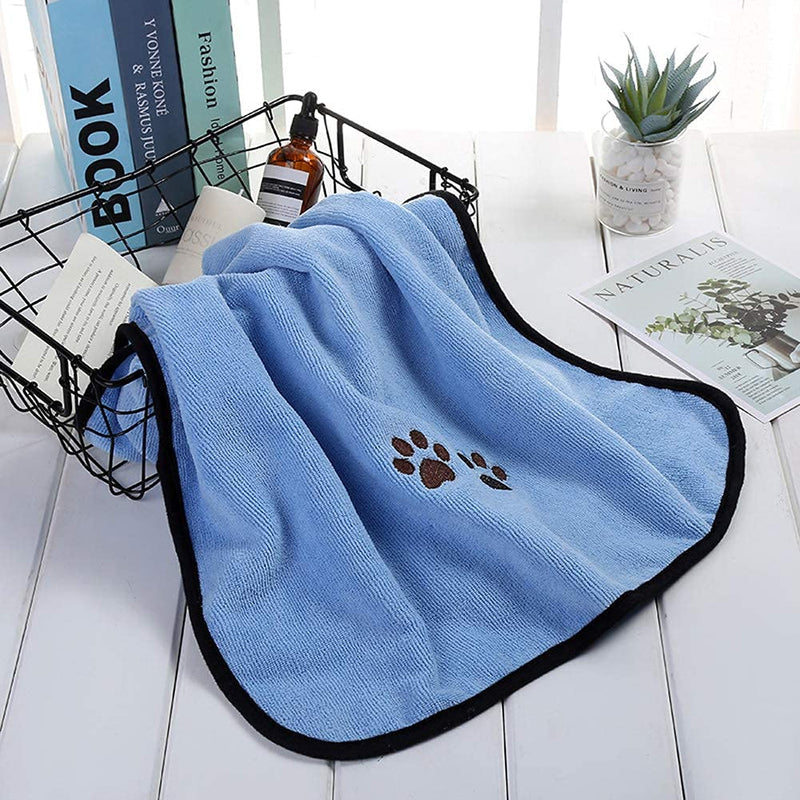 LALFPET Dog Bath Towel Cat Bath Towel Microfiber Absorbent Towel Soft Comfortable Pet Supplies for Small, Medium, Large Dogs and Cats Blue - PawsPlanet Australia