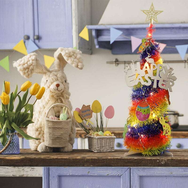 YILIYAJIA Colorful Rainbow Tree Pop Up Christmas Tree Holiday with Round Light String Letter Pendant Indoor and Outdoor Home Decoration Party Supplies (Small) Small - PawsPlanet Australia