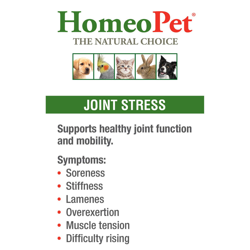 HomeoPet JOINT STRESS - 100% Natural Pet Medicine. Healthy joint function and mobility. Joint stiffness, overexertion and muscle tension. Pets of all ages. 15ml/up to 90 doses per bottle 1 white - PawsPlanet Australia