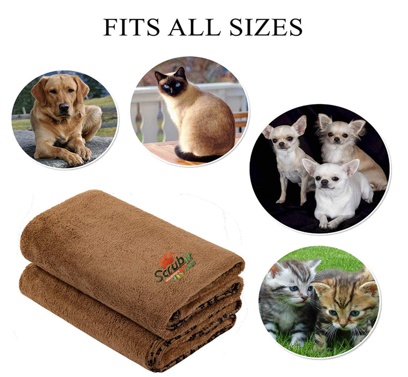 [Australia] - SCRUBIT-Pets 2 Pack Fleece Dog Blanket – Soft & Warm Pet Throw Blankets, Fluffy Paw Print Bed/Couch Cover for Dogs Cats and Puppies - Large Size (53 x 31.5) 