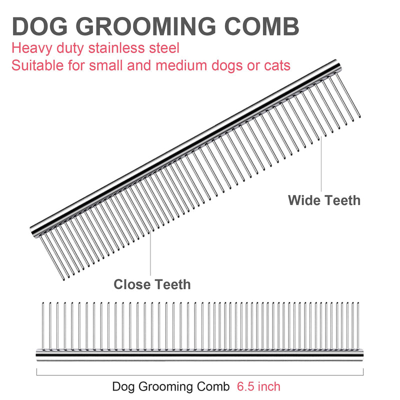 Dog Grooming Scissors Kit with Safety Round Tips Stainless Steel Professional Dog Grooming Shears Set - Thinning, Curved Scissors and Comb for Dog Cat Pet - PawsPlanet Australia