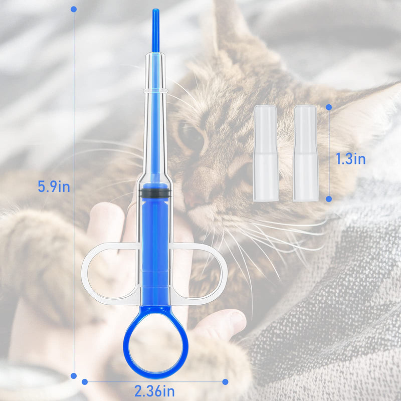 Nuanchu 2 Pieces Cat Pill Shooter Pill Dispenser Dog Piller Pill Gun Pet Tablet Syringe Pusher Soft Tip Pet Medicine Feeder for Feeding Small Animals (Blue) Blue - PawsPlanet Australia