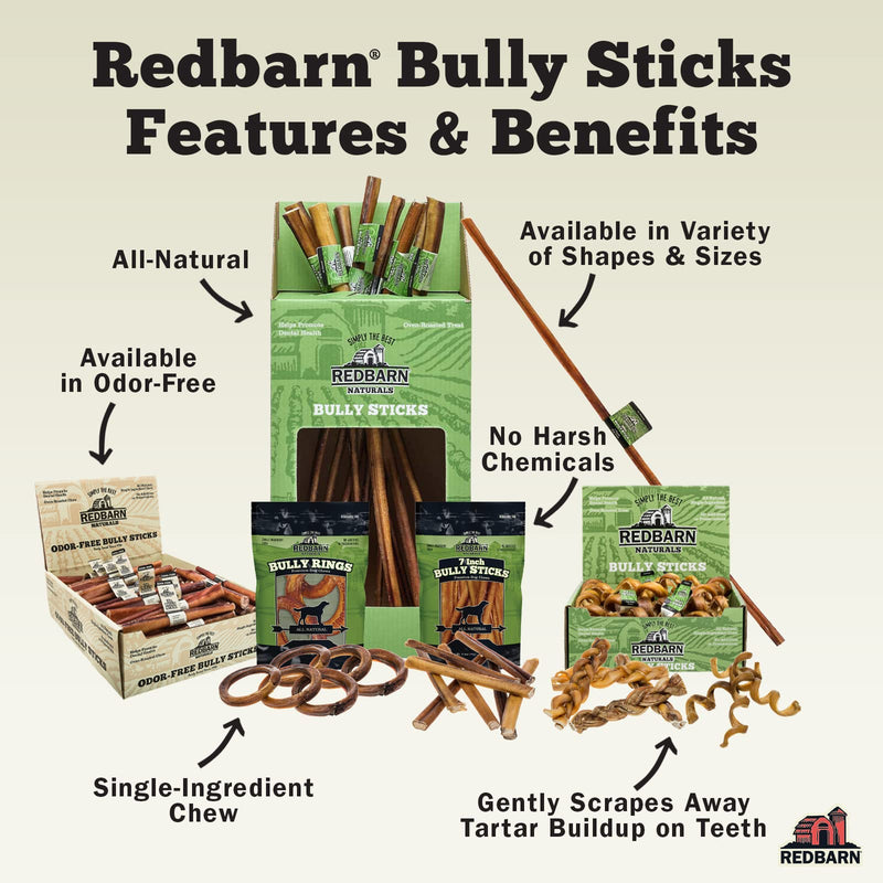Redbarn Bully Sticks for Dogs - All Natural, Healthy Single Ingredient & Long-Lasting Dog Chew & Dog Treat - Beef Rawhide Alternative - 5-8'' Variety Pack - Bully Sticks for Small Dogs and Large Dogs - PawsPlanet Australia